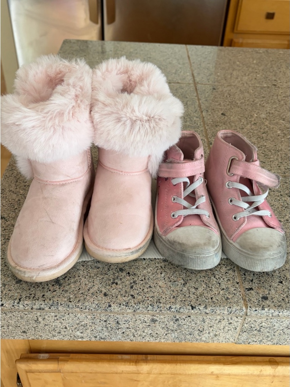 Cute Pink Kids Boots and High-Top Sneakers Set